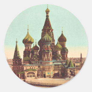 Sticker Rond Église St. Basil, place Rouge Moscou