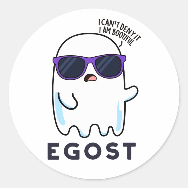 Sticker Rond Egost Funny Halloween Ego Ghost Pun (Devant)