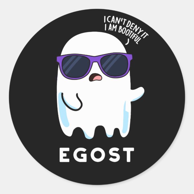 Sticker Rond Egost Funny Halloween Ego Ghost Pun Dark BG (Devant)