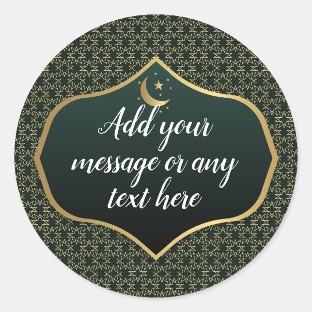 Sticker Rond Eid Al-Fitr Gold Green (Devant)