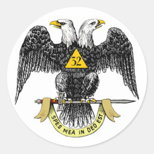 Sticker Rond Eigle noir de cerf écossais du 32e degré