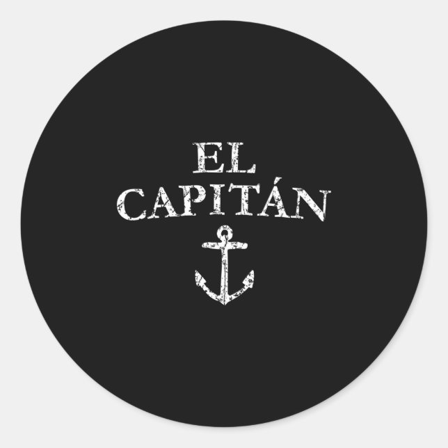 Sticker Rond El Capitan Capitan Ancre bateau voile (Devant)