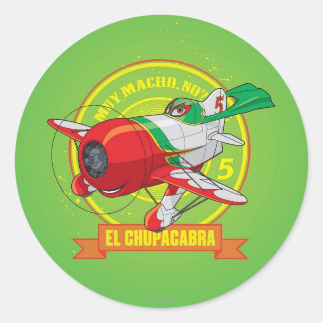 Sticker Rond El Chupacabra - Muy Macho. Non? (Devant)