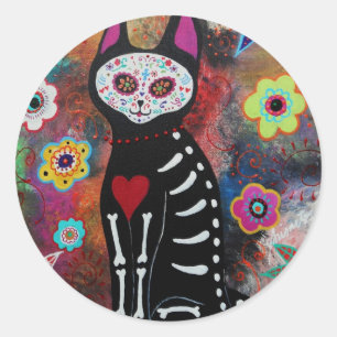 Sticker Rond El Gato Jour de la Peinture des Morts par Prisarts