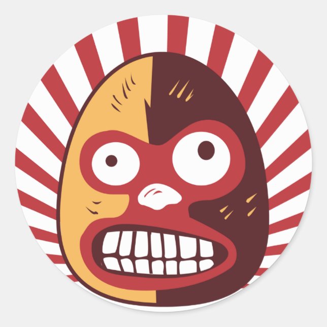 Sticker Rond El Luchador Loco Mexicaine Lutte autocollante (Devant)