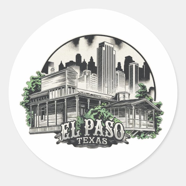 Sticker Rond El Paso City Texas USA (Devant)