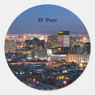 Sticker Rond El Paso, Texas à la nuit