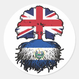 Sticker Rond El Salvador Drapeau Salvadorien Britannique Arbre 
