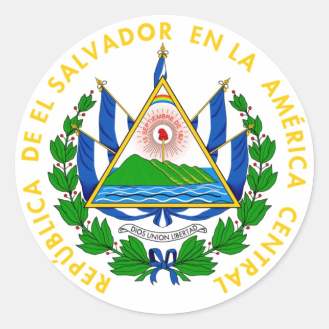 Sticker Rond El Salvador - emblème/drapeau/armoiries/symbole (Devant)