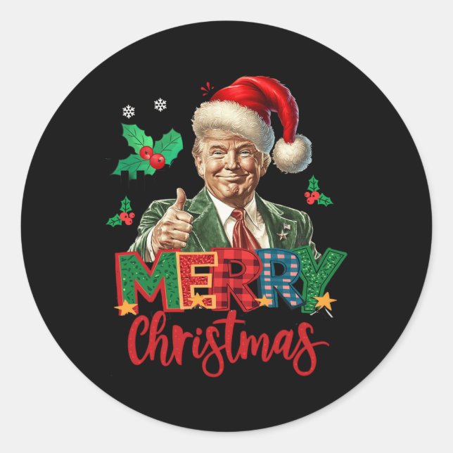 Sticker Rond Élection Trump 2024 Joyeux Noël drôle T (Devant)
