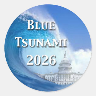Sticker Rond Élection Tsunami Bleu 2026