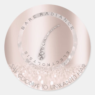 Sticker Rond Électrolyse Élimination des cheveux Blush Rose Gri