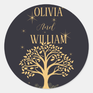 Sticker Rond Élégance de minuit : Mariage bleu foncé