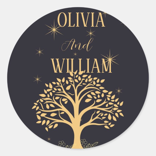 Sticker Rond Élégance de minuit : Mariage bleu foncé (Devant)