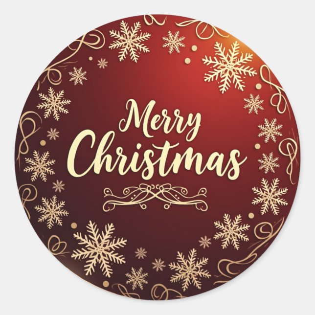 Sticker Rond Élégance de Noël Classique (Devant)