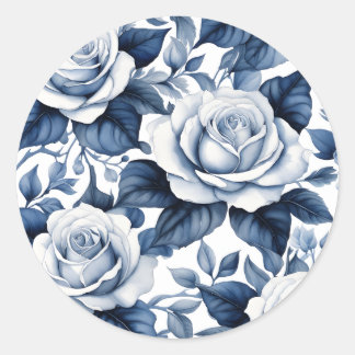 Sticker Rond Élégance en Rose bleu