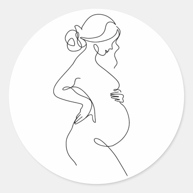 Sticker Rond Élégance maternelle : Femmes enceintes Line Art (Devant)