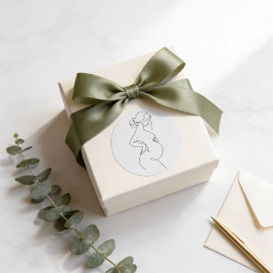 Sticker Rond Élégance maternelle : Femmes enceintes Line Art