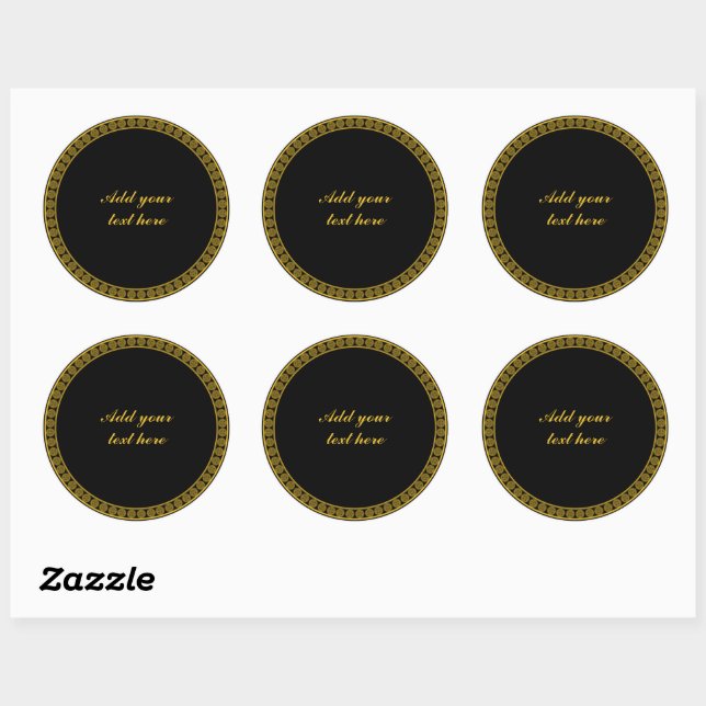 Sticker Rond Elégance noire et or, Personnaliser, (Feuille)
