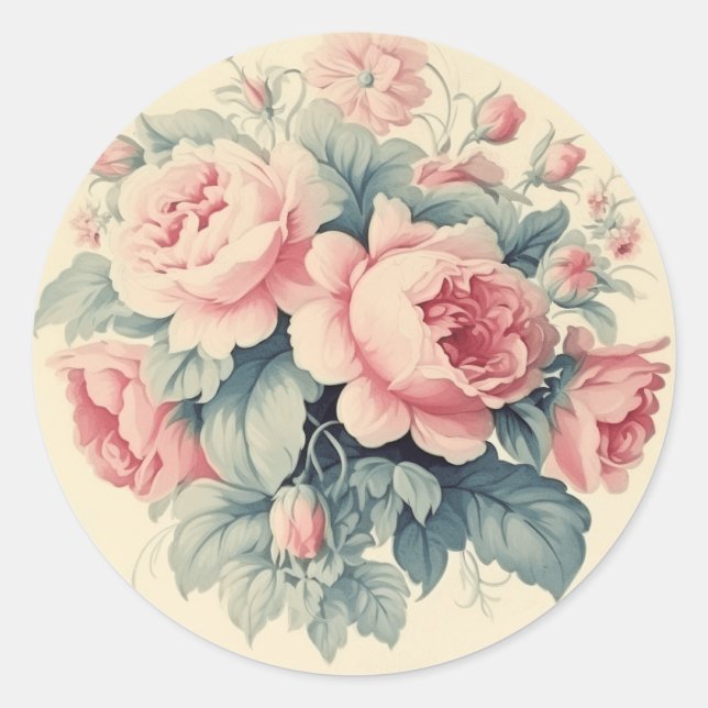 Sticker Rond Élégance Portée, Chic Pink Shabby (Devant)