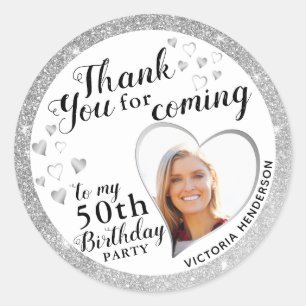Sticker Rond Elégant 50e anniversaire Favor Merci d'argent