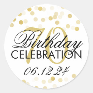 Sticker Rond Elégant 70e anniversaire Gold Foil Parties scintil