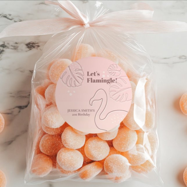 Sticker Rond Élégant Abstrait Lets Flamingle (Ready to stand out from the crowd? Say goodbye to boring mingling and hello to flamboyant flamingle!)