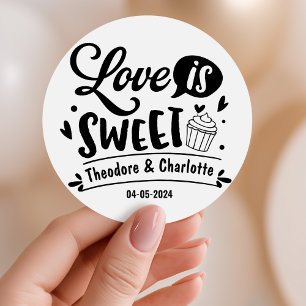 Sticker Rond Élégant amour est douce calligraphie Mariage de co