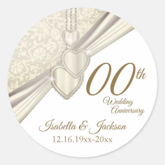 Sticker Rond Élégant anniversaire du 00e Mariage (Devant)