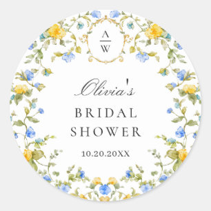 Sticker Rond Elégant Aquarelle Fleurs sauvages Mariage