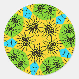 Sticker Rond Élégant Araignée d'inspiration africaine Motif tra