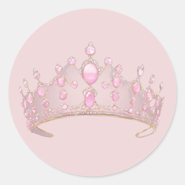 Sticker Rond Élégant Art de la Couronne rose (Devant)
