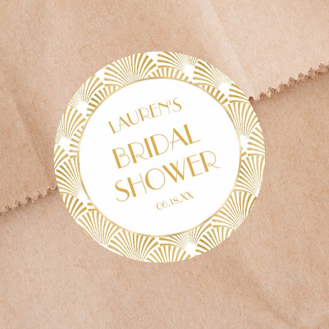 Sticker Rond Élégant Art Déco géométrique doré pour la douche d (Créateur téléchargé)