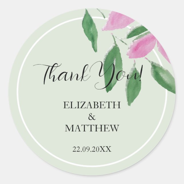 Sticker Rond Élégant Art Fleur sauvage d'aquarelle romantique (Devant)