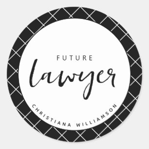 Sticker Rond Elégant Avocat du Futur Chèque Motif Personnalisé