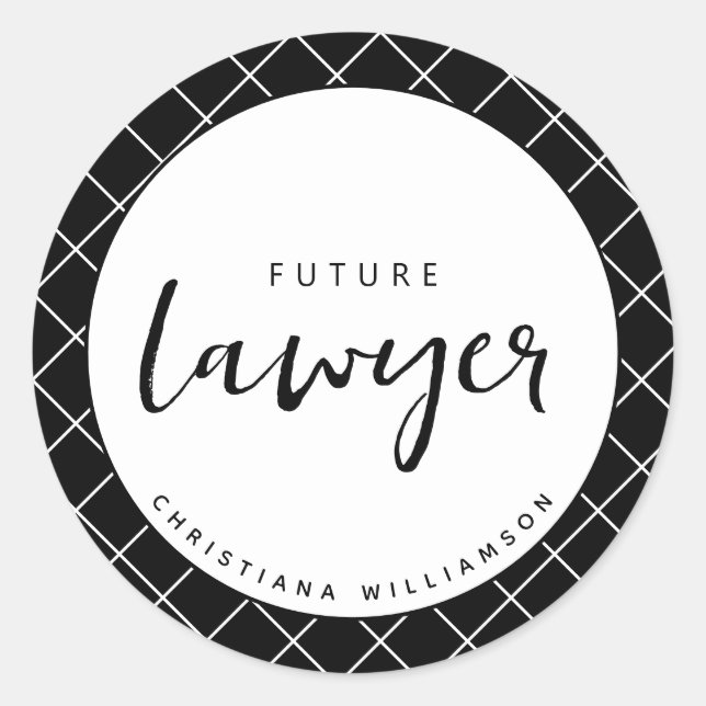 Sticker Rond Elégant Avocat du Futur Chèque Motif Personnalisé (Devant)