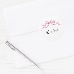 Sticker Rond Élégant Baby shower de cabot rose