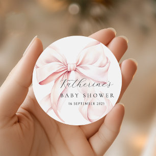 Sticker Rond Élégant Baby shower de cabot rose