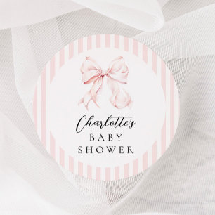 Sticker Rond Élégant Baby shower de cabot rose