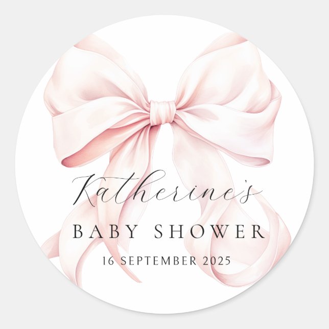 Sticker Rond Élégant Baby shower de cabot rose (Devant)