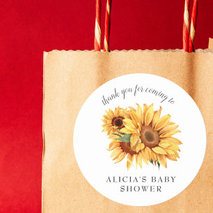 Sticker Rond Elégant Baby shower de tournesol de pays