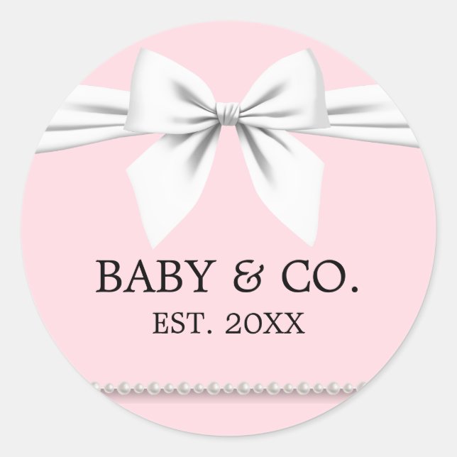 Sticker Rond Élégant Baby shower Glam Pink Baby & Co Tiffany (Devant)