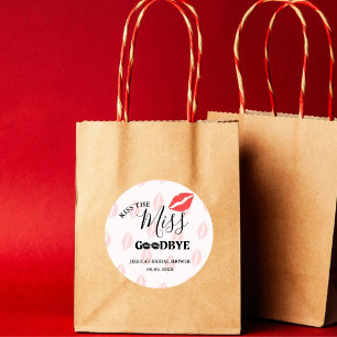 Sticker Rond Élégant Baiser Adieu Lèvres Rouges Réception de Ma