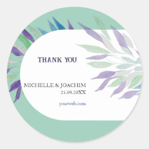 Sticker Rond Élégant Beau Violet Bohème Floral Aquarelle