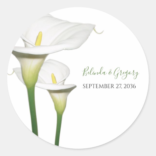 Sticker Rond Elégant blanc Calla Lilies Mariage (Devant)
