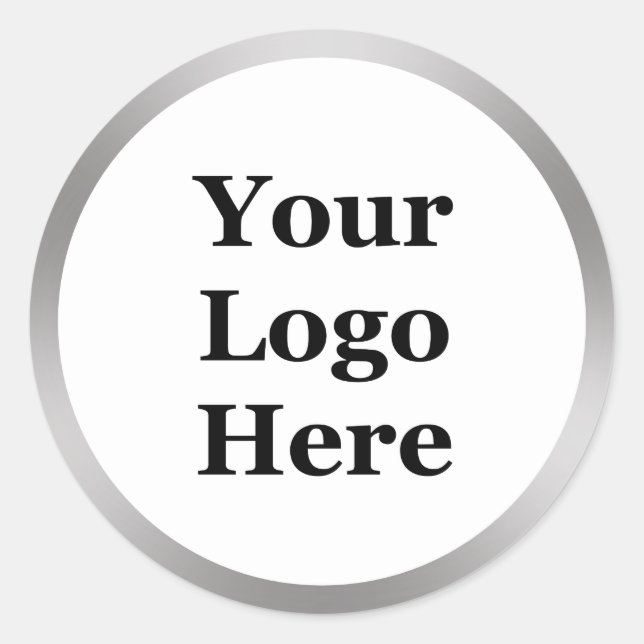 Sticker Rond Élégant blanc et Faux Sliver Votre logo ici (Devant)