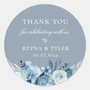 Sticker Rond Elégant bleu bleu bleu floral mariage Favoriser
