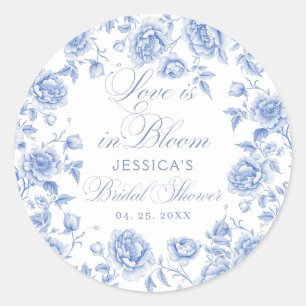 Sticker Rond Elégant Bleu Chic Toile Chinoiserie Fête des marié