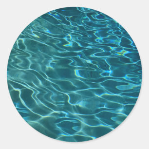 Sticker Rond Elégant bleu eau turquoise motif vagues de lac océ