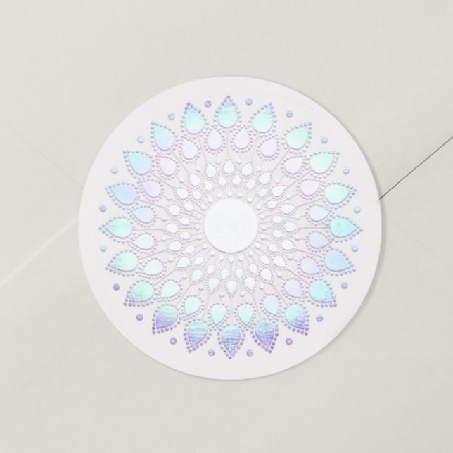 Sticker Rond Elégant bleu floral Lotus Mandala (Créateur téléchargé)
